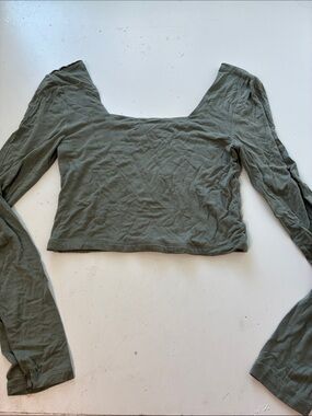 Originality Small Green Long Sleeve Cropped Going Out Top Blouse